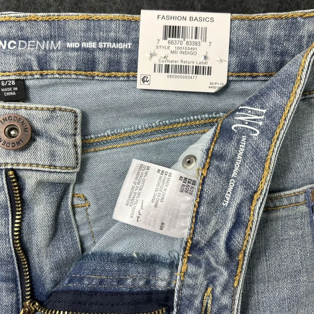 Inc Denim Mid Rise Straight 6/28 Rolled Cuff - Picture 15 of 15